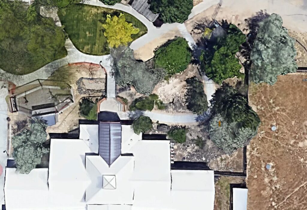 An aerial photo of the design area